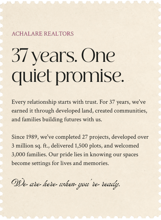 Achalare Realtors — 37 years. One quiet promise.